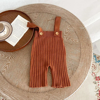 MILANCEL Baby Overalls Kids Knitted Solid Pants Versatile High Waist Pants