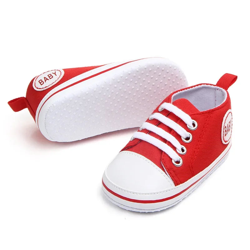 0-12 Months Baby Boys Canvas Shoes Cute Newborn Infant Toddler Crib Sneakers Little Girl Soft Sole Floor First Walkers TS111