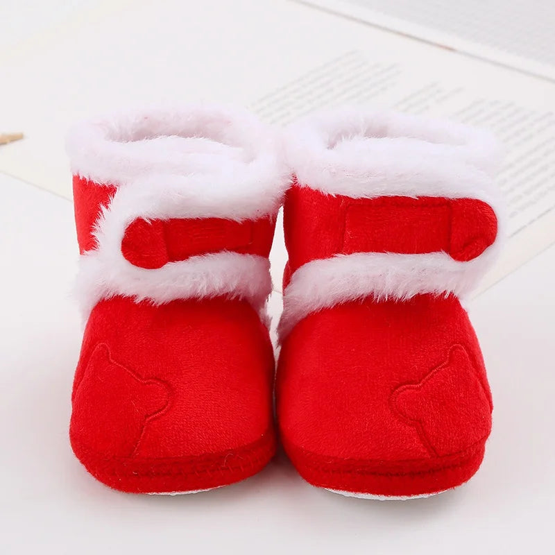 Winter Snow Baby Boots Cute Bear Warm Fluff Balls Indoor Soft Sole Infant Newborn Toddler Baby Shoes 0-18M