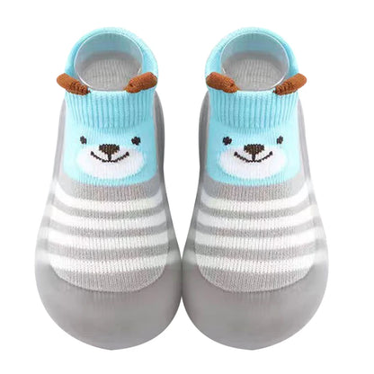 Cartoon Toddler Shoes Animal Pattern Non-slip Silicone Sole Baby Floor Socks Breathable Casual Cotton Baby Boys Girls Shoes