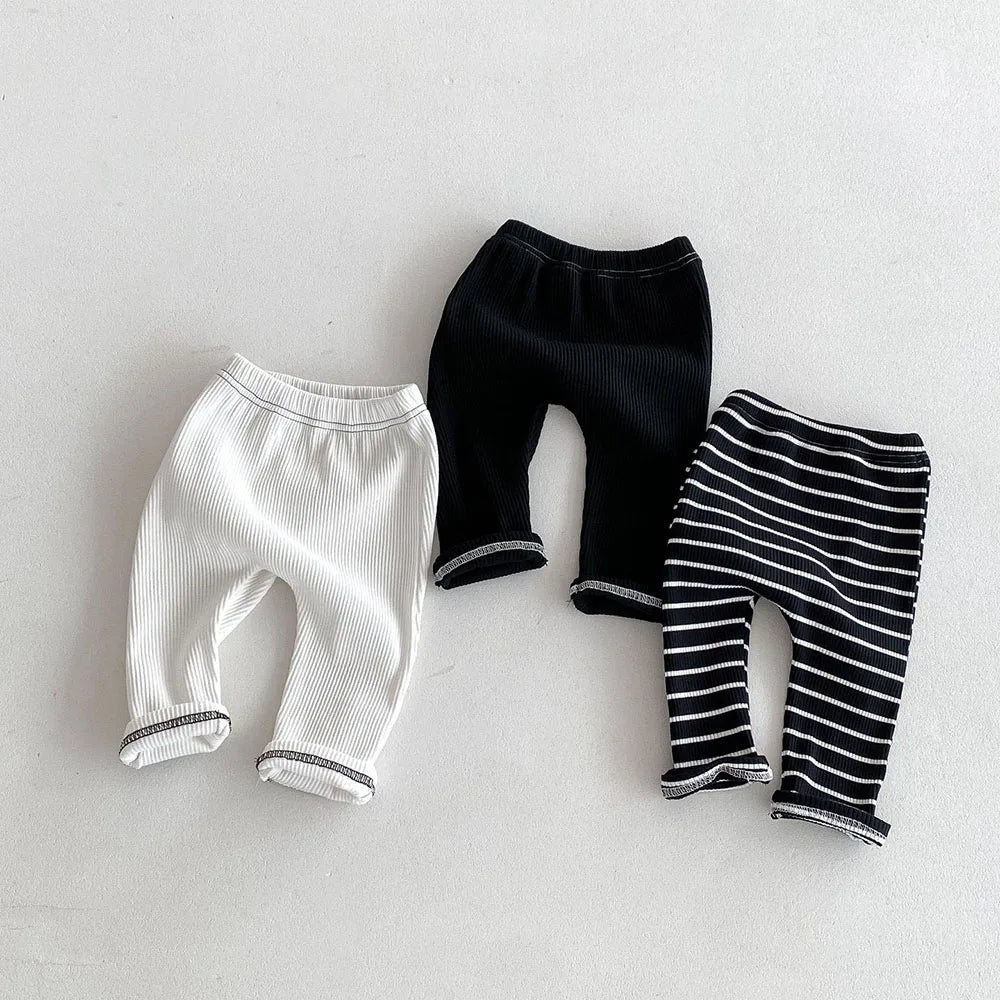 MILANCEL 2026 Autumn Baby Pants 0-3 Y Korean Style Toddler Girls Solid Big PP Leggings Infant Boys Cotton Slim Fit Trousers