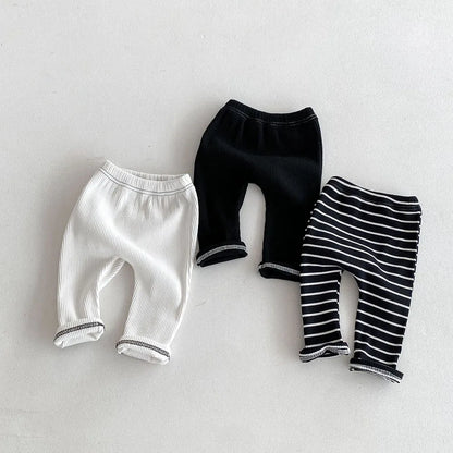 MILANCEL 2026 Autumn Baby Pants 0-3 Y Korean Style Toddler Girls Solid Big PP Leggings Infant Boys Cotton Slim Fit Trousers