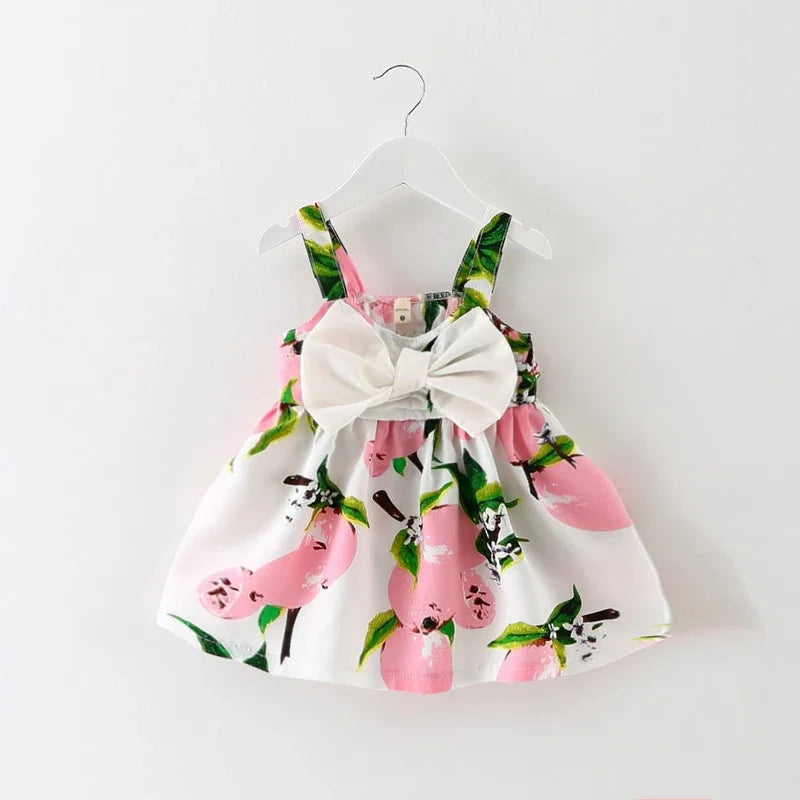2025 Summer Baby Girl Dress Lemon Print Newborn Infant Dresses Christening Gowns Princess Birthday Dress for Baby Girl
