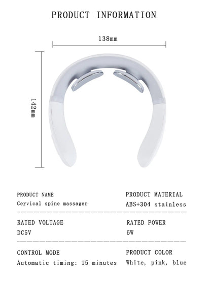 New Smart Neck Shoulder Muscle Massager Electric Heat Relaxation You Body Anytime USB Charging White