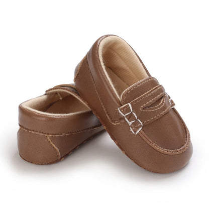 Newborn Baptist Shoes New Leather Gentleman Shoes Anti-slip Soft Bottom Indoor Baby Boys and Girls Casual Shoes Walking Shoes