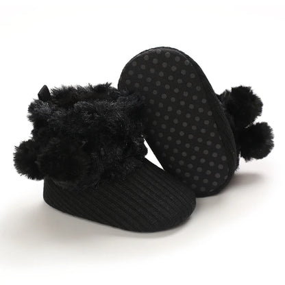 Autumn and Winter Baby Plush Thick Warm Cotton Shoes 0-18 Months Soft Soled Comfortable Non Slip Boots