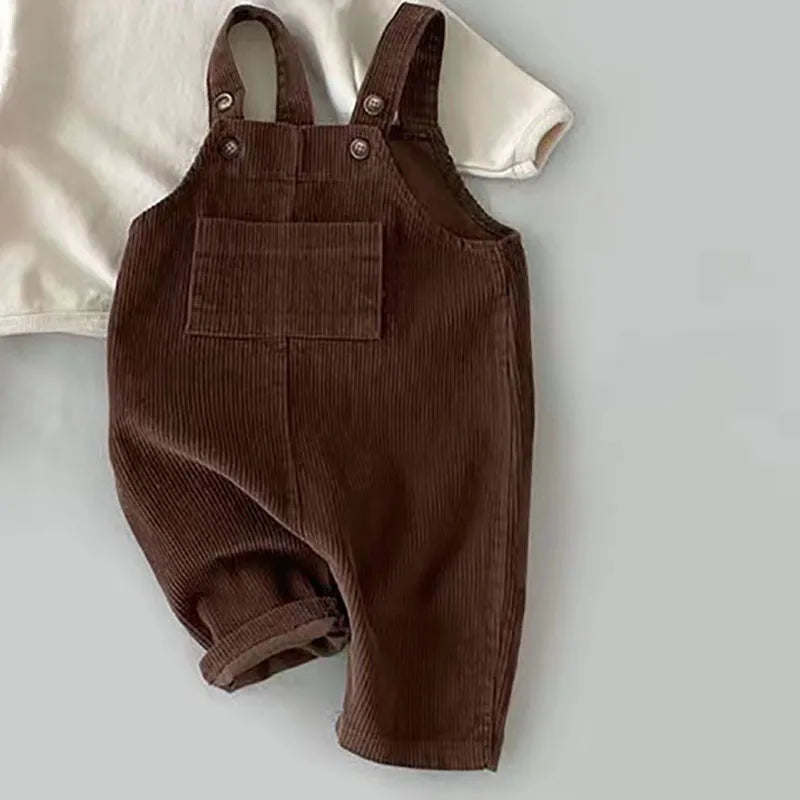 New Spring Baby Pants Toddler Boys Solid Corduroy Suspender Trousers  Girls Overalls Kids Basic Playsuit Jumpsuit Clothing