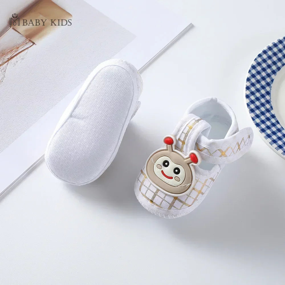 Cotton Newborn Baby Shoes Cartoon Pattern First Walkers for Girl Boy Plaid Soft Sole Walking Sandals 0-12month