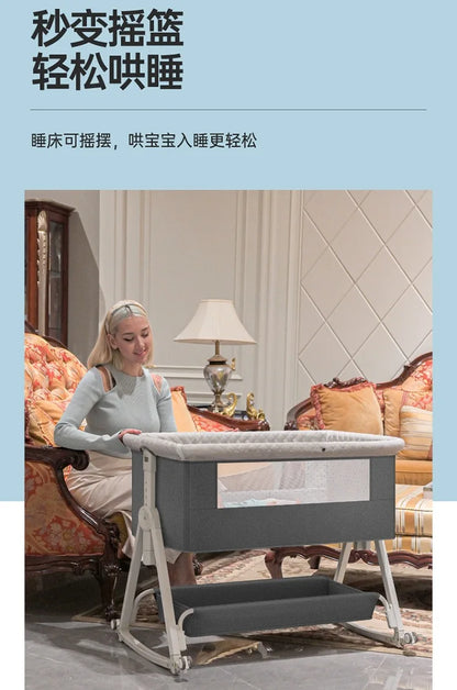 Baby Bed Crib Portable Bassinet Bedside Liftable Cradle Bed Playpen Newborn With Changing Table Storage Bag Mosquito Net