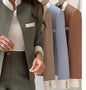 Pants Sets Two Piece Suit Elegant Women Blazer Cardigan Stand Collar Coat Straight Pants Solid Casual Suits Autumn Winter