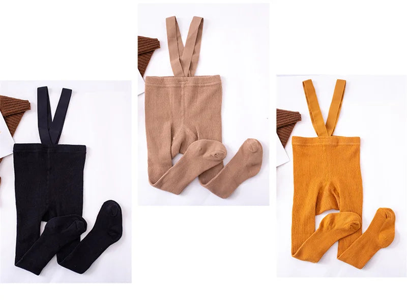 Baby Cute Knitted Tights Boys Girls Pantyhose Casual Suspender Tights Infant Toddler Autumn Spring Leggings Solid Color Clothing