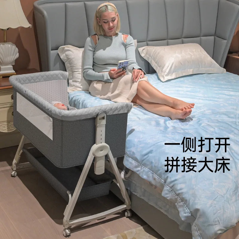 Baby Bed Crib Portable Bassinet Bedside Liftable Cradle Bed Playpen Newborn With Changing Table Storage Bag Mosquito Net