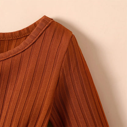 Pat Pat Newborn Dresses Baby Girl Clothes New Born Babies Kids Birthday Party Dress Ribbed Striped Long-sleeve Overalls Children