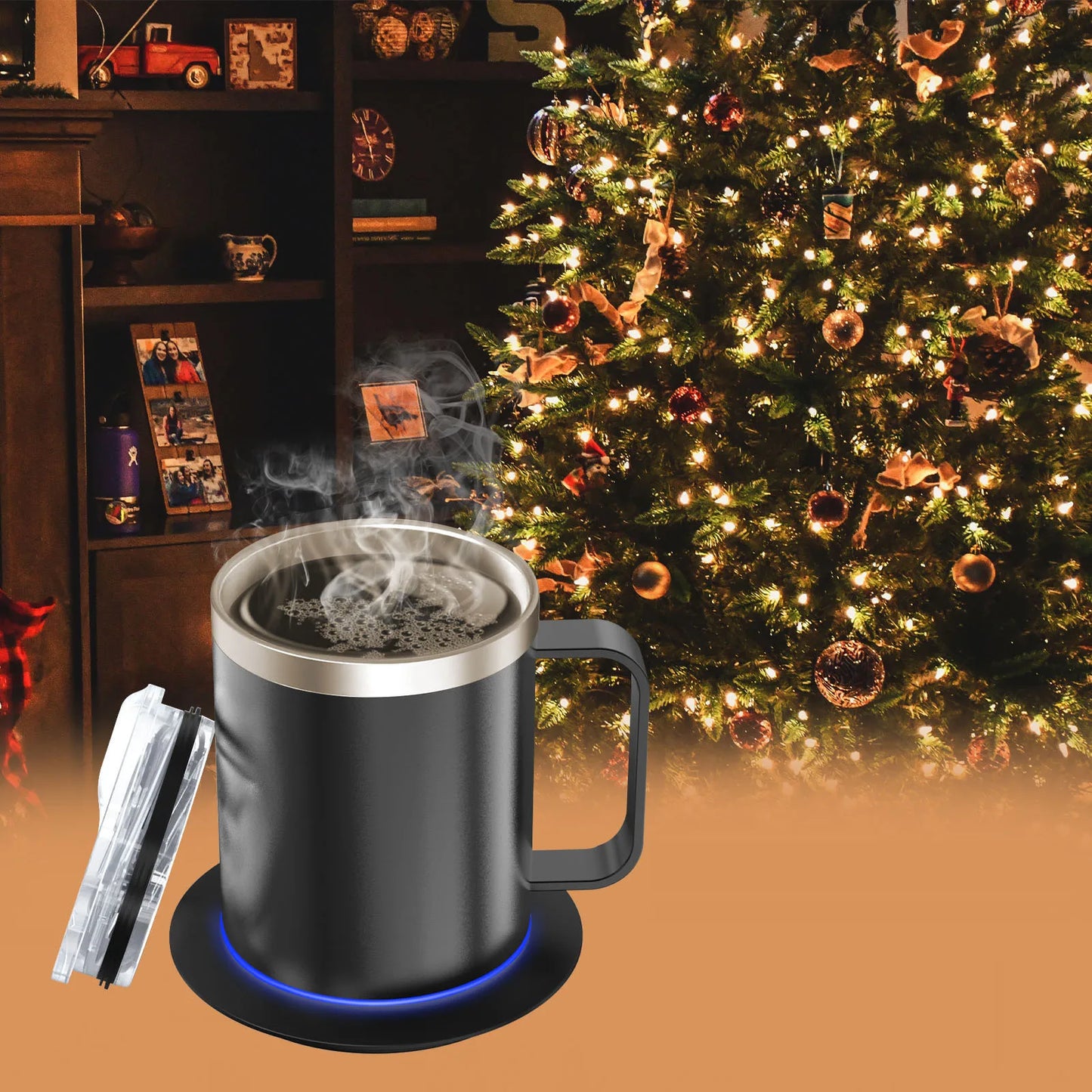 Self-Heating Coffee Mug - 12oz USB Electric Heated Mug Heat 131-149℉ Smart Warming Travel Mug Double Layer Food Grade Cup Warmer