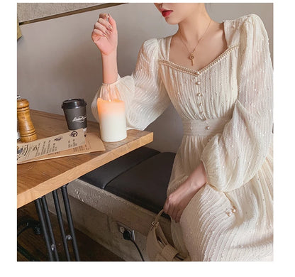 2026 Summer New Women Fashion Elegant White Midi Dresses Vintage Princess Female Party A Line Clothes Prom Robe Vestdios