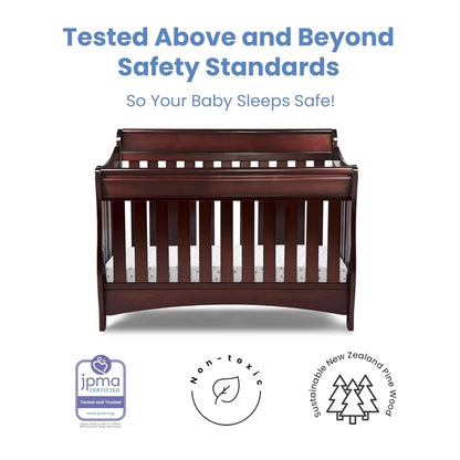 4-in-1 Convertible Baby Crib, Black Cherry Espresso