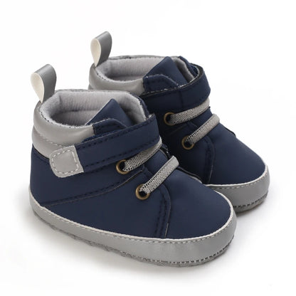 Lucky Blue Newborn Infant Toddler Boy Girl Casual Breathable Soft Cloth Bottom  Anti-slip PU Leather First Walkers Canvas Shoes