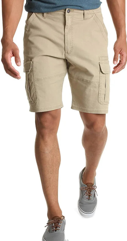 Summer Fashion Casual Tooling Shorts Men's Solid Loose Cotton Multi-pockets Cargo Pants Comfy Beach Sport Short Trousers for Men
