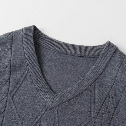 2026 New Trend Men's Business Casual Pullover Wear Warm Sleeveless Wool Knitted Sweater Vest Tops