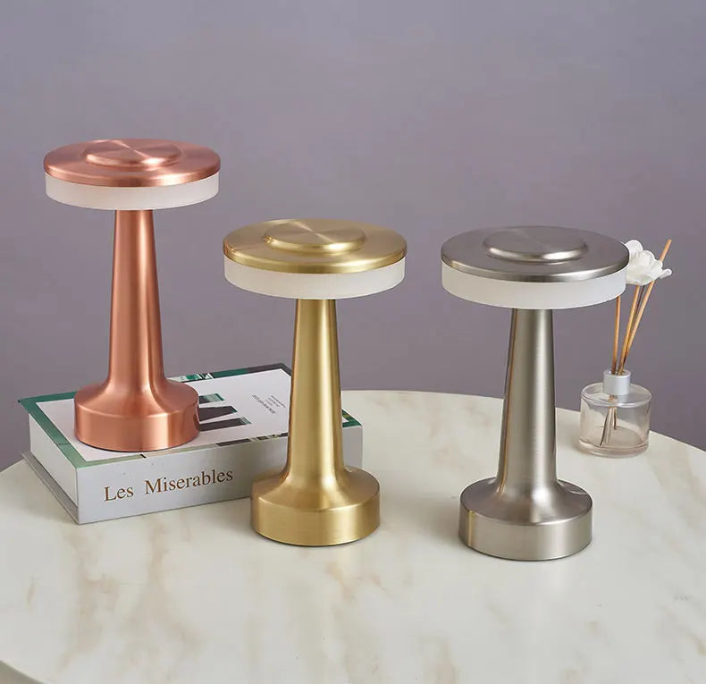 LED Table Lamp Retro Bar Coffee Table Lamp Rechargeable Touch Sensor Wireless Night Light Restaurant Living Room Decor Light