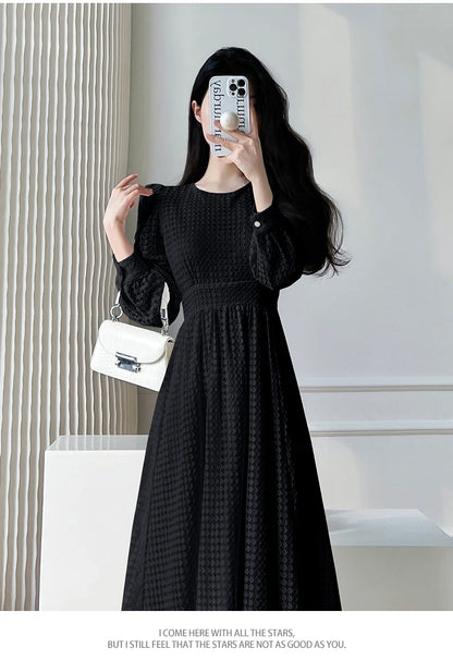Lace Long Sleeves White Midi Dresses for Women 2026 New Autumn French Elegant Fashion Evening Wedding Party Robe Female Clothing