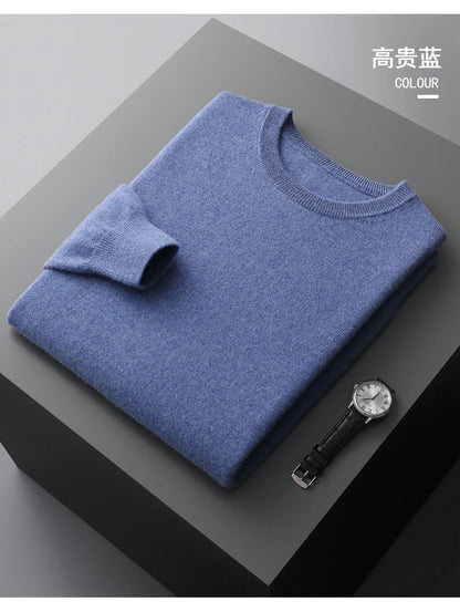 100% merino cashmere sweater men's round neck pullover business casual fashion top knitted loose men's Jacket
