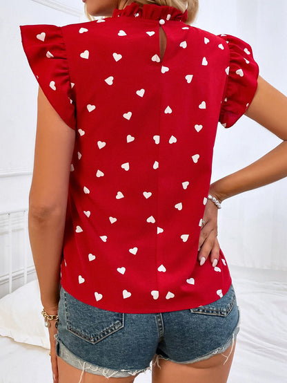 Fashion Chiffon Print Women's Shirt Casual Ruffle Short Sleeve Top Pink Chic Woman Blouse And Shirts Elegant Blouses Summer 2026