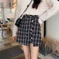 Tweed Skirts for Women Solid High Waist Slimming Skirts Autumn Spring 2026 Buttons Double Breasted Tweed Wool Mini Skirt