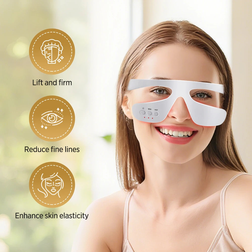 Electric 3D Eye Beauty Device with 3 Modes - Eye Vibrator Massage & 36 LED Light Therapy for Gentle Fatigue Relief And Dark Circ