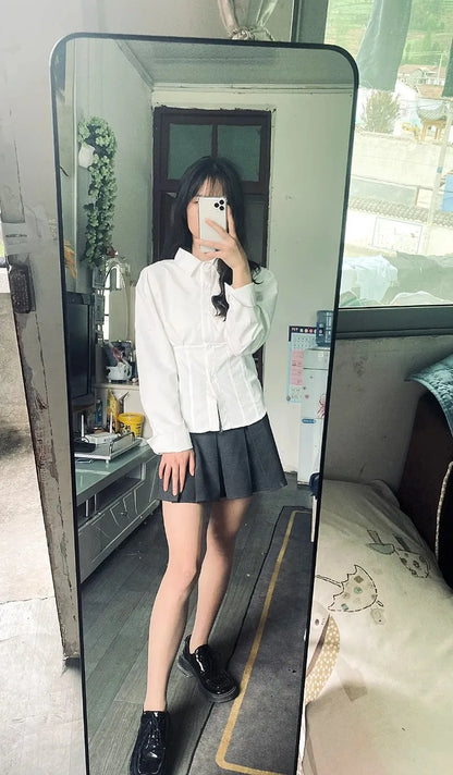 White Shirts Women Slim Sexy Girls All-match Preppy Style Long Sleeve Tops Casual Fashion Girls Classic Camisa Feminine