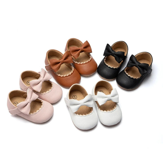 2025 New Baby Girls Shoes Bowknot Party Dress First Walker Anti-slip Non-slip Rubber Sole Infants Girl Crib Shoes
