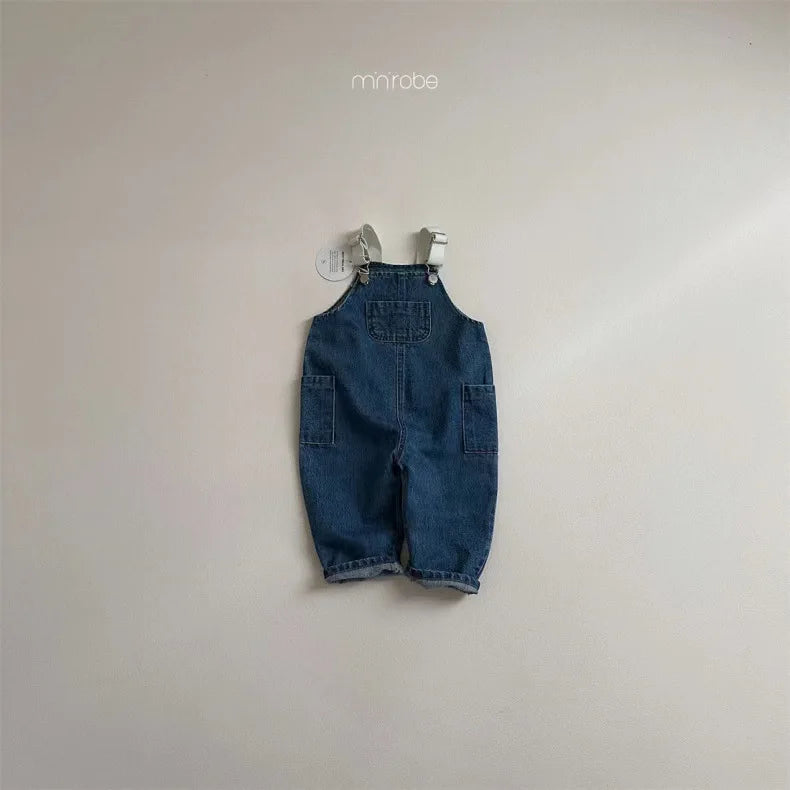 Baby Clothing Simple All Match Denim Overalls 2025 Spring and Autumn New Fashion Casual Pants Boys Girls Baby Loose Pants