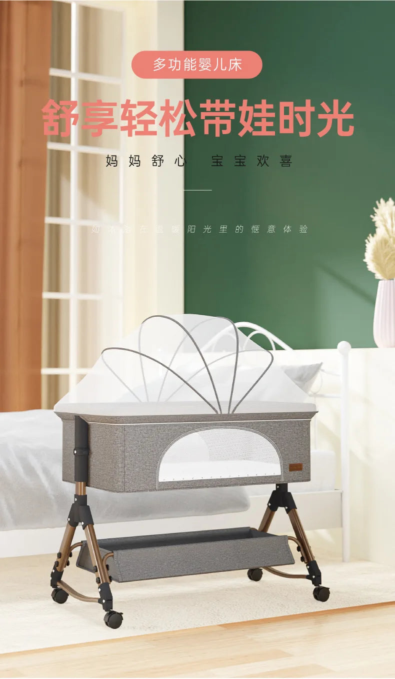 Baby Crib Newborn Small Bed Splicing Large Bed Cradle Bed Sleeping Basket Movable Foldable Portable And Multifunctional