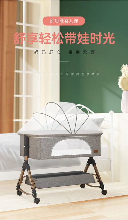 Baby Crib Newborn Small Bed Splicing Large Bed Cradle Bed Sleeping Basket Movable Foldable Portable And Multifunctional