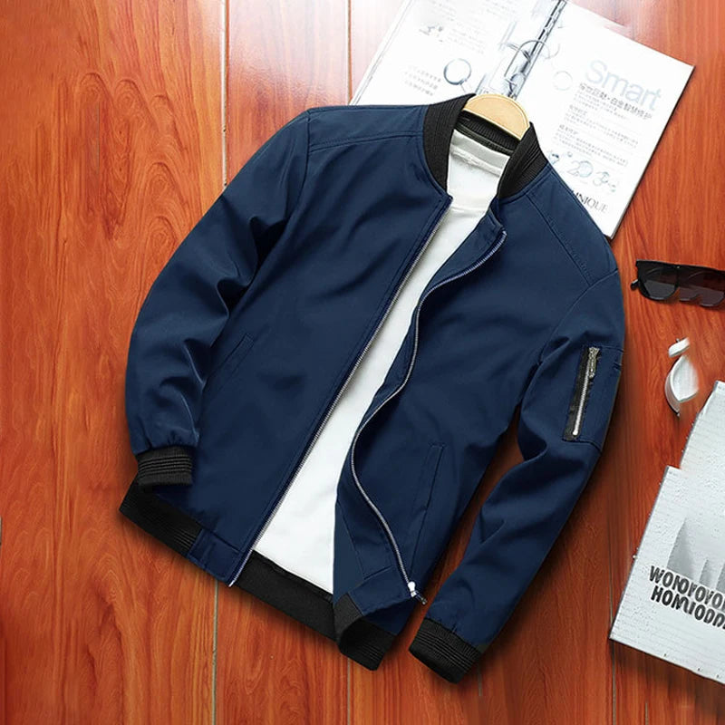 M-4XL Men's Jacket Autumn Thin Long Sleeve Baseball Uniform Windproof Cycling Jacket Solid Zipper Casual Jacket