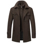 2026 Men's Woolen Coat Middle-aged Double Collar Autumn And Winter Warm Fashion Slim-fitting Woolen Men's Coat Pocket