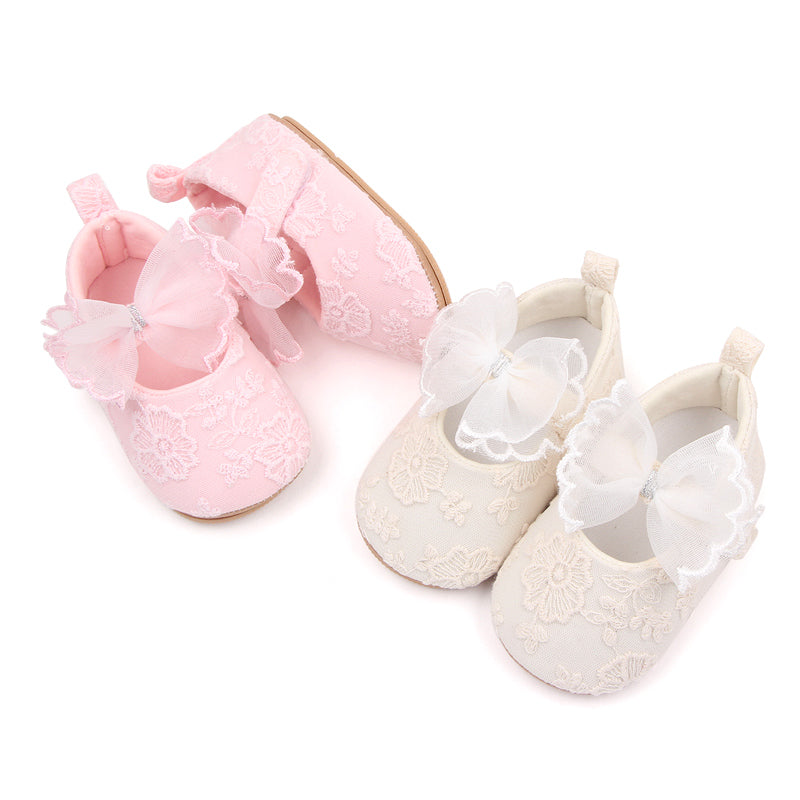 Toddler Baby Girls Sweet Princess Shoes Soft Bow knit Flower Non-slip Bottom First Walker Shoes Toddler Babies Crib Shoes