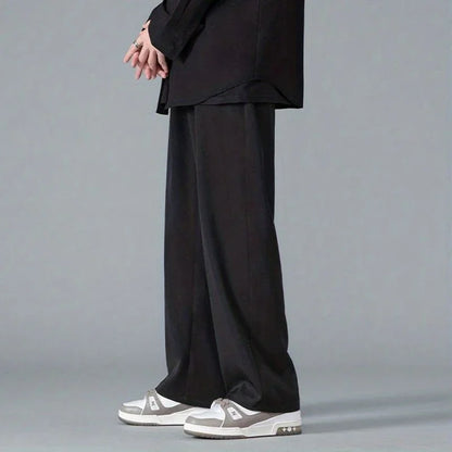 2026 Spring New Solid Color Straight Pants Man Elastic Waist Loose Casual Harajuku Trousers Japanese Style Thin Style Clothes