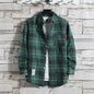 Spring New Korean Style Plaid Shirts Men's Handsome Long-sleeved Loose Casual All-matching Shirt Coats 2026 Trend Men's Clothing
