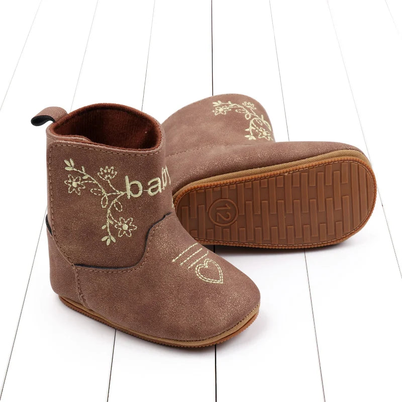 Baby Boots Made Of Soft PU and High-quality Cotton 2026 New Autumn and Winter Short Boots With Rubber Soles and Anti Slip Baby