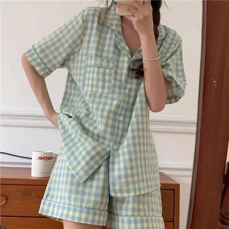 New Women Sleepwear Cartoon Pajamas Female Short  Pants Short Sleeved Summer Spring Loungewear Fashion Home Clothing Home wear