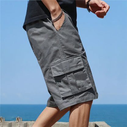 2025 New Summer Men Trend Cargo Shorts Men's Letter Print Pocket Shorts Fashion Casual Straight Shorts Male Ropa Hombre