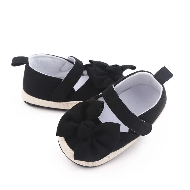 Baby Girls Shoe Soft Soles Non-slip Butterfly Knot Fashion Outdoor Solid Color Infant Newborns Crib First Walkers Princess Shoes