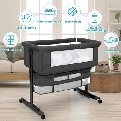Baby Bassinet, Baby Basinet Bedside Sleeper, Easy to Fold Portable Crib Side Bassinet 2026 new Style Girl/boy bassinets