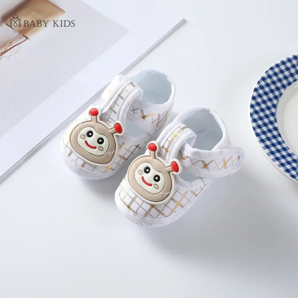 Cotton Newborn Baby Shoes Cartoon Pattern First Walkers for Girl Boy Plaid Soft Sole Walking Sandals 0-12month