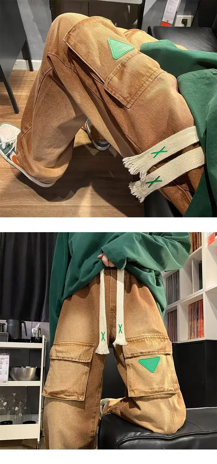 Men's Jeans European and American Pocket Straight Loose Large Size Men and Women Jeans Trendy Ins Hot Sale Skateboard Jeans