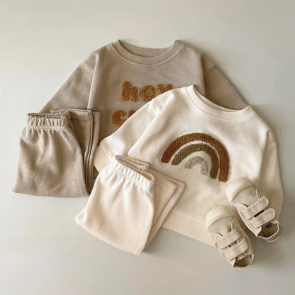 2025 South Korea Two Piece Casual Autumn Infant Set Boys and Girls Casual Long Sleeve Top+Loose Pants Newborn Baby Clothing Set