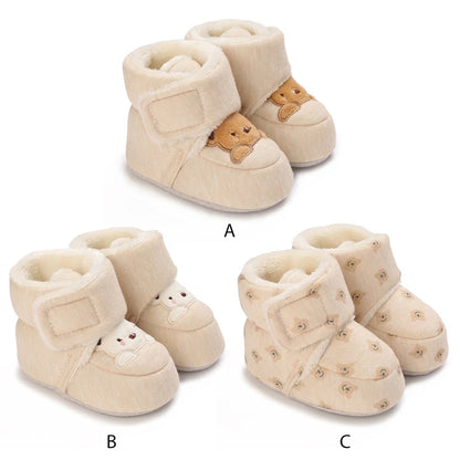 Winter Snow Baby Boots Cute Bear Warm Booties For Kids Soft Sole Infant Newborn Toddler Baby Girl Shoes