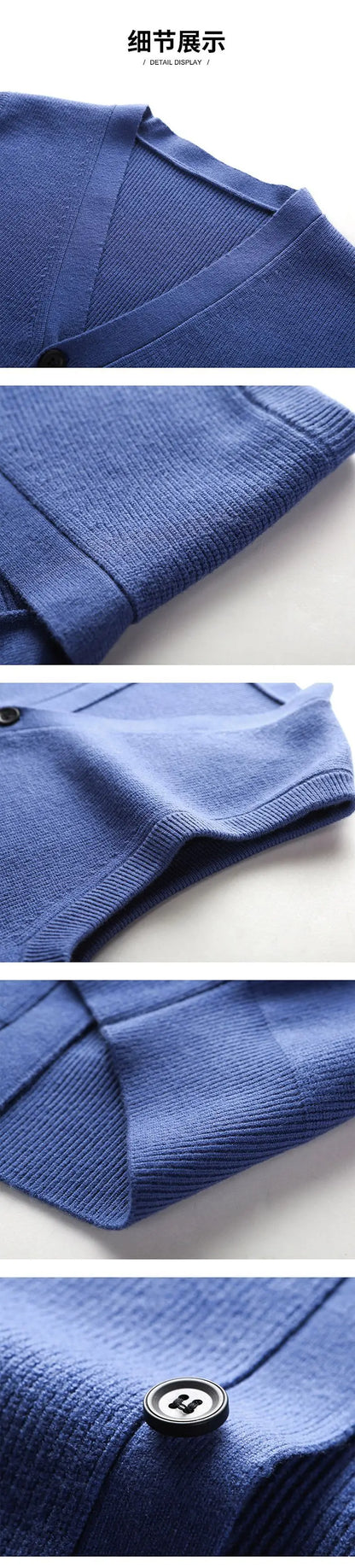 Men's Winter Knit Sweater Vest Young Men's Solid Color All-in-one Wool Vest Cardigan Top Men's Wear