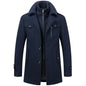 2026 Men's Woolen Coat Middle-aged Double Collar Autumn And Winter Warm Fashion Slim-fitting Woolen Men's Coat Pocket